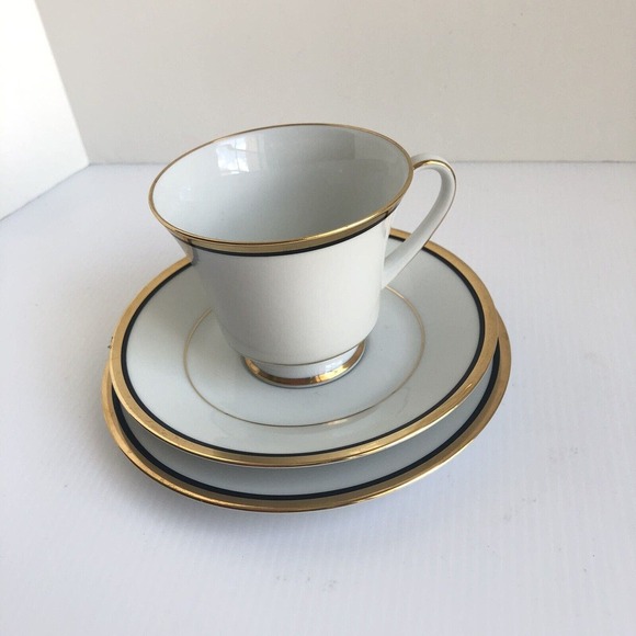 Noritake Elysee Lot of 3 Pieces Tea Cup, Saucer And Bread Plate Gold Rim - Picture 2 of 6